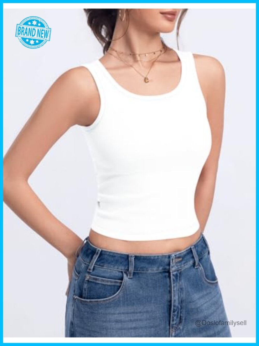 Ribbed Sleeveless Tank Top with Removable Pads - Picture 2 of 7